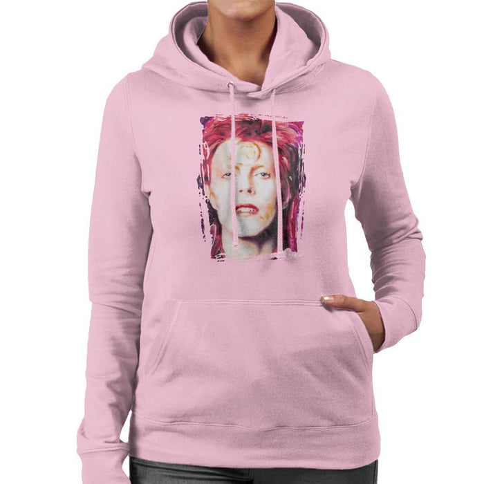 Sidney Maurer Original Portrait Of David Bowie Red Hair Womens Hooded Sweatshirt - Small / Light Pink - Womens Hooded Sweatshirt