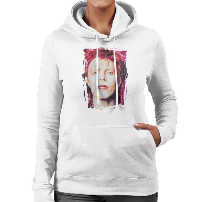Sidney Maurer Original Portrait Of David Bowie Red Hair Womens Hooded Sweatshirt - Womens Hooded Sweatshirt