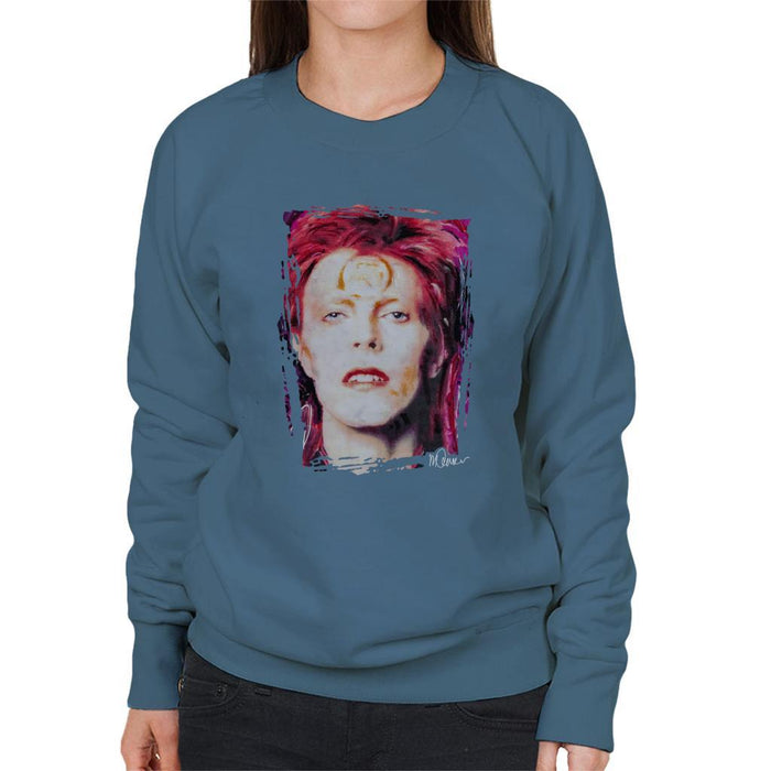 Sidney Maurer Original Portrait Of David Bowie Red Hair Womens Sweatshirt - Womens Sweatshirt