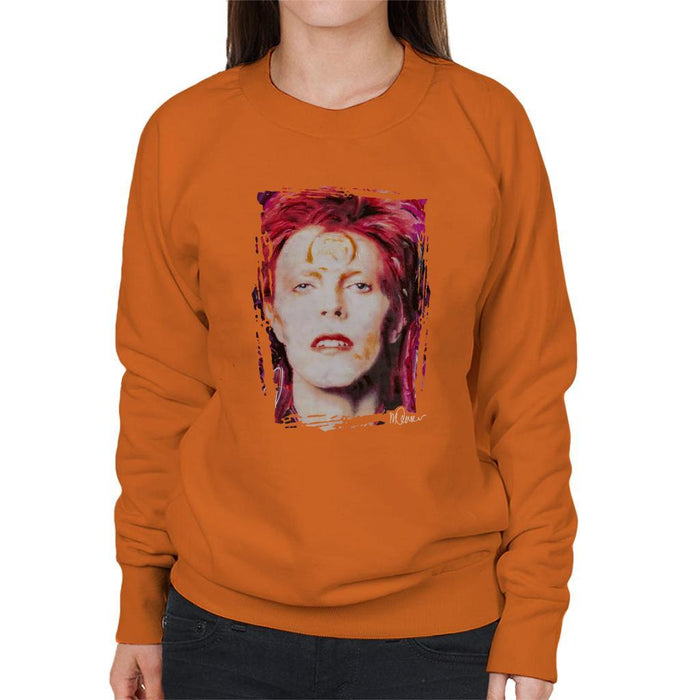 Sidney Maurer Original Portrait Of David Bowie Red Hair Womens Sweatshirt - Womens Sweatshirt