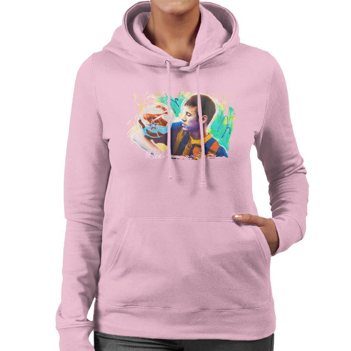 Sidney Maurer Original Portrait Of Neymar Barcelona Womens Hooded Sweatshirt - Small / Light Pink - Womens Hooded Sweatshirt