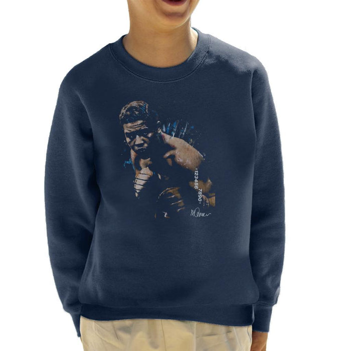 Sidney Maurer Original Portrait Of Joe Louis Kids Sweatshirt - X-Small (3-4 yrs) / Navy Blue - Kids Boys Sweatshirt