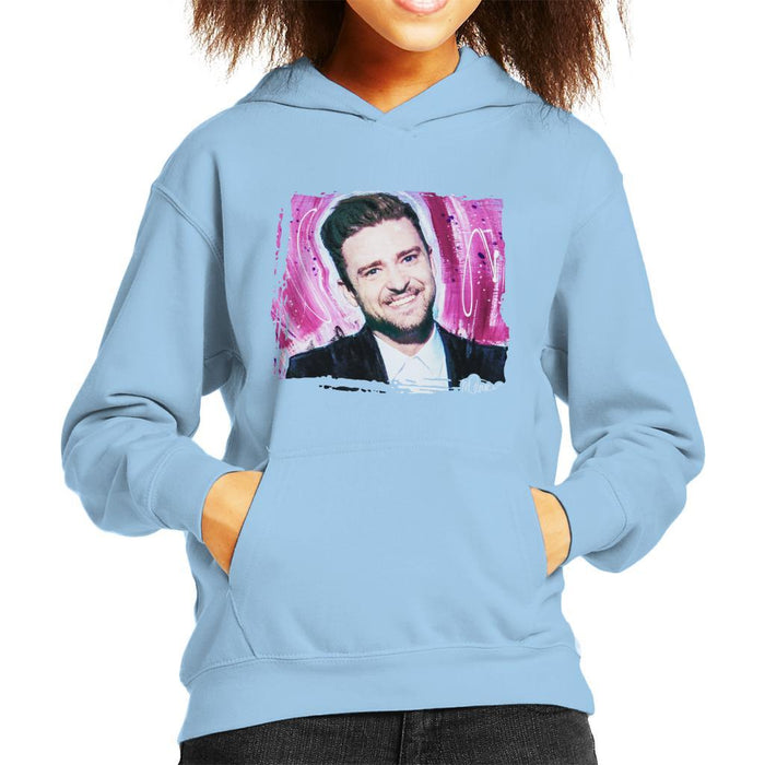 Sidney Maurer Original Portrait Of Justin Timberlake Smile Kids Hooded Sweatshirt - Kids Boys Hooded Sweatshirt
