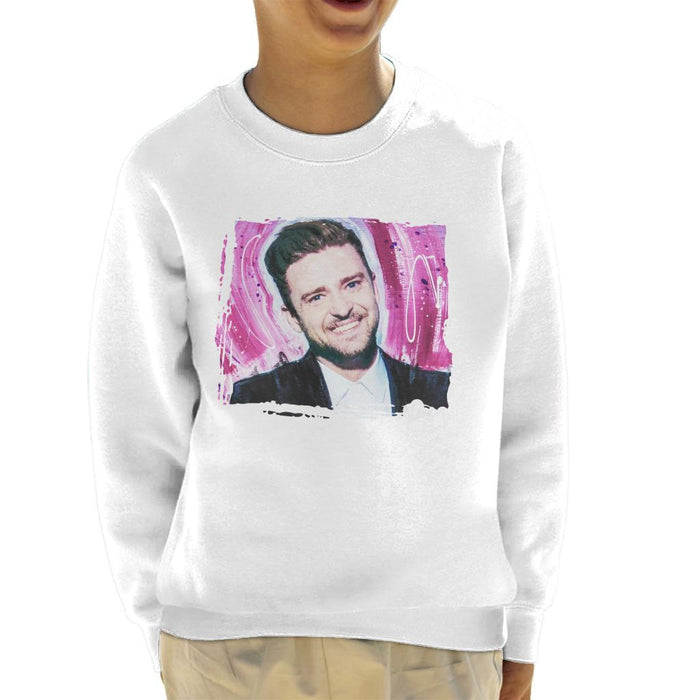 Sidney Maurer Original Portrait Of Justin Timberlake Smile Kids Sweatshirt - Kids Boys Sweatshirt