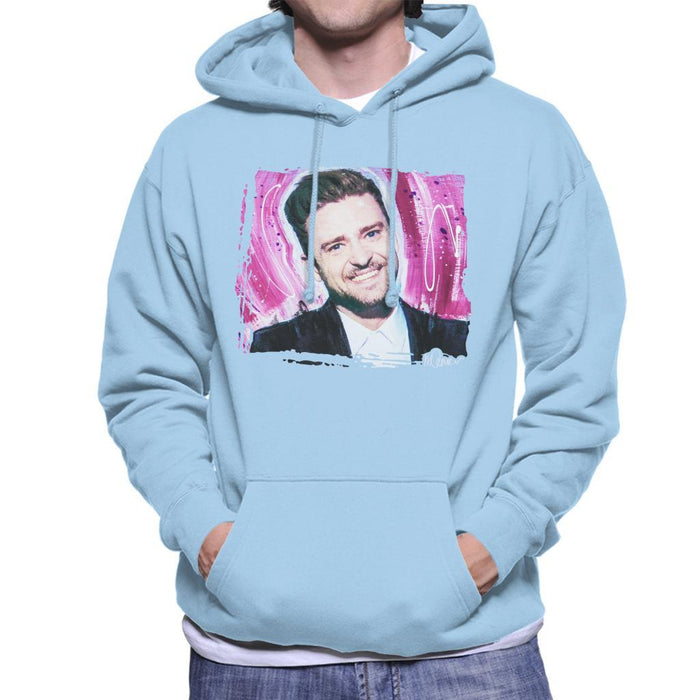 Sidney Maurer Original Portrait Of Justin Timberlake Smile Mens Hooded Sweatshirt - Mens Hooded Sweatshirt