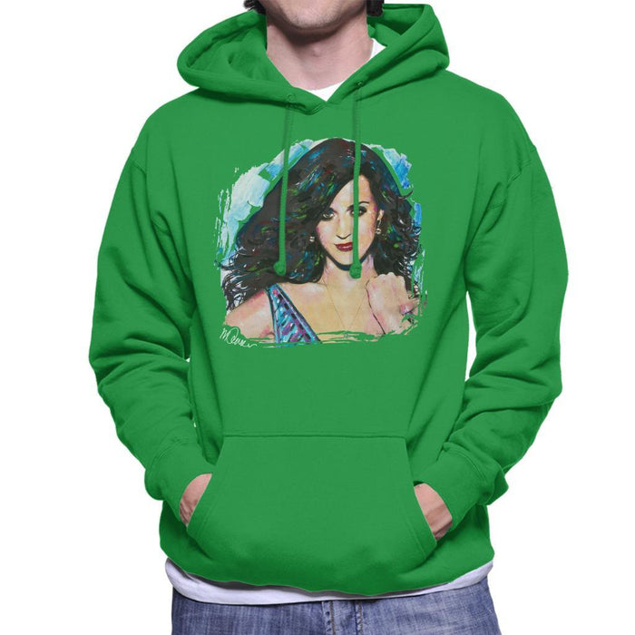 Sidney Maurer Original Portrait Of Katy Perry Long Hair Mens Hooded Sweatshirt - Mens Hooded Sweatshirt