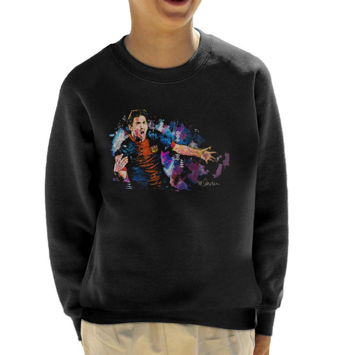 Sidney Maurer Original Portrait Of Lionel Messi FCB Badge Kids Sweatshirt - Kids Boys Sweatshirt