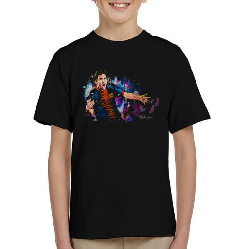 Sidney Maurer Original Portrait Of Lionel Messi FCB Badge Kids T-Shirt - Kids Boys T-Shirt