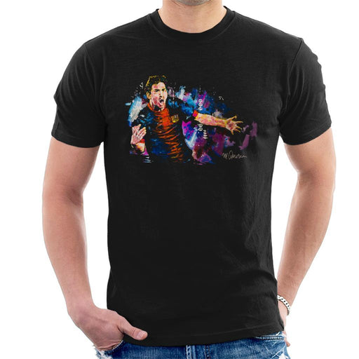 Sidney Maurer Original Portrait Of Lionel Messi FCB Badge Mens T-Shirt - Mens T-Shirt