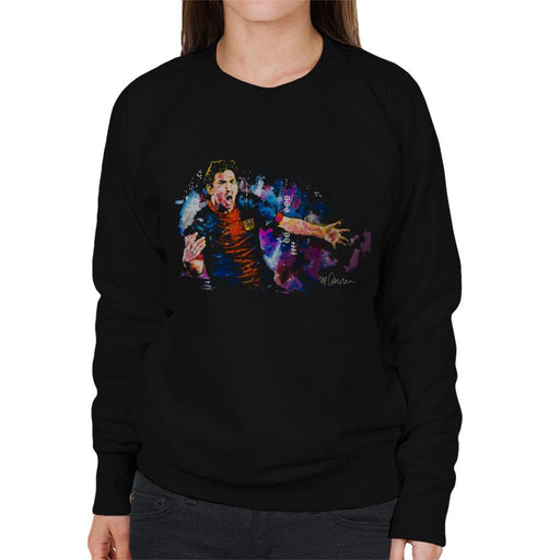 Sidney Maurer Original Portrait Of Lionel Messi FCB Badge Womens Sweatshirt - Womens Sweatshirt