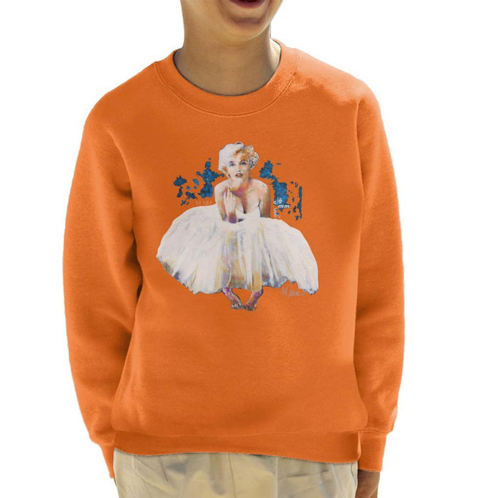 Sidney Maurer Original Portrait Of Marilyn Monroe White Dress Kids Sweatshirt - Kids Boys Sweatshirt