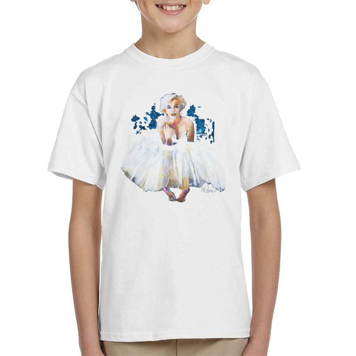 Sidney Maurer Original Portrait Of Marilyn Monroe White Dress Kids T-Shirt - Kids Boys T-Shirt