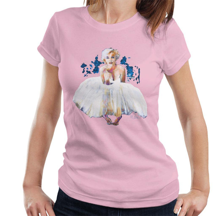 Sidney Maurer Original Portrait Of Marilyn Monroe White Dress Womens T-Shirt - Small / Light Pink - Womens T-Shirt