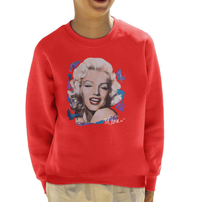 Sidney Maurer Original Portrait Of Marilyn Monroe Red Lips Kid's Sweatshirt