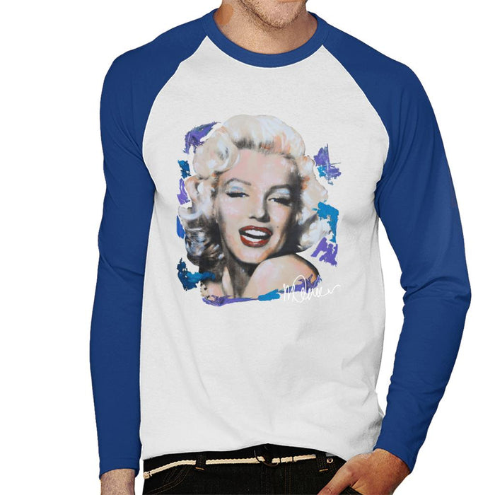 Sidney Maurer Original Portrait Of Marilyn Monroe Red Lips Men's Baseball Long Sleeved T-Shirt