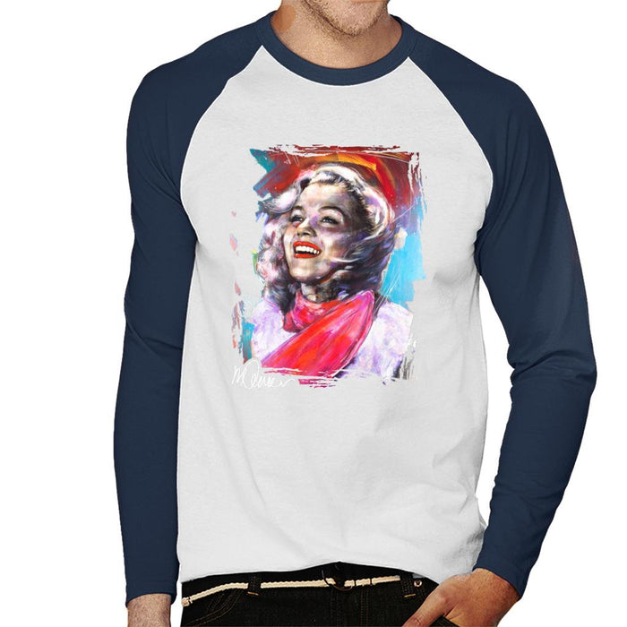 Sidney Maurer Original Portrait Of Marilyn Monroe Scarf Men's Baseball Long Sleeved T-Shirt