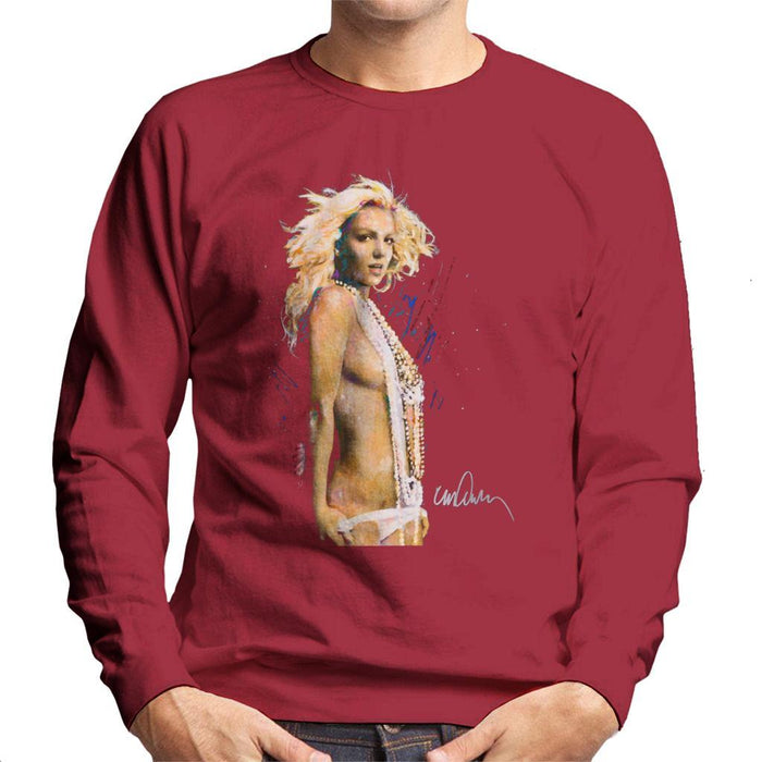 Sidney Maurer Original Portrait Of Britney Spears Necklaces Mens Sweatshirt - Small / Cherry Red - Mens Sweatshirt