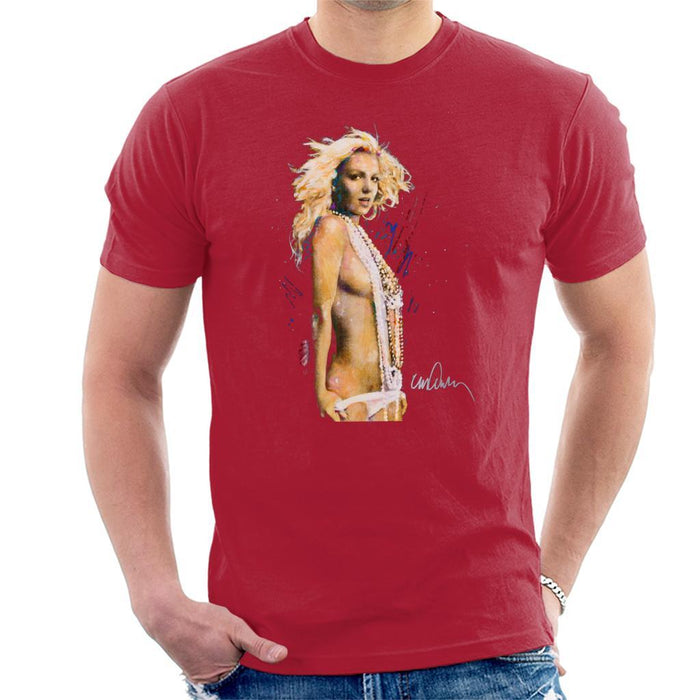 Sidney Maurer Original Portrait Of Britney Spears Necklaces Mens T-Shirt - Small / Cherry Red - Mens T-Shirt
