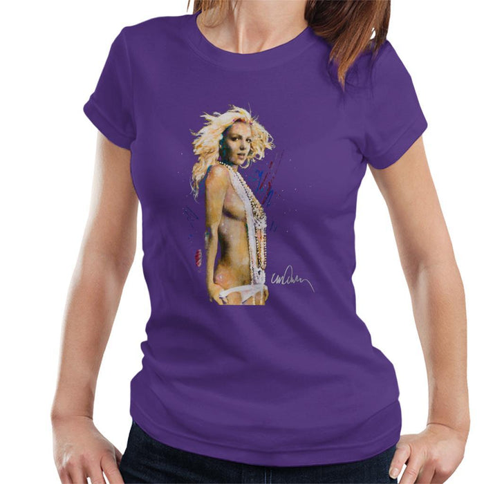 Sidney Maurer Original Portrait Of Britney Spears Necklaces Womens T-Shirt - Small / Purple - Womens T-Shirt
