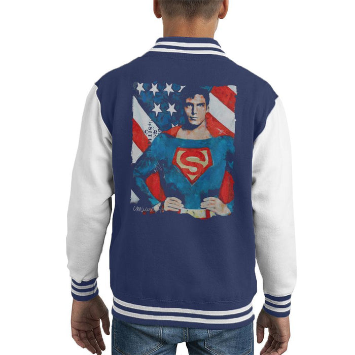 Sidney Maurer Original Portrait Of Superman Christopher Reeve Kids Varsity Jacket - Kids Boys Varsity Jacket