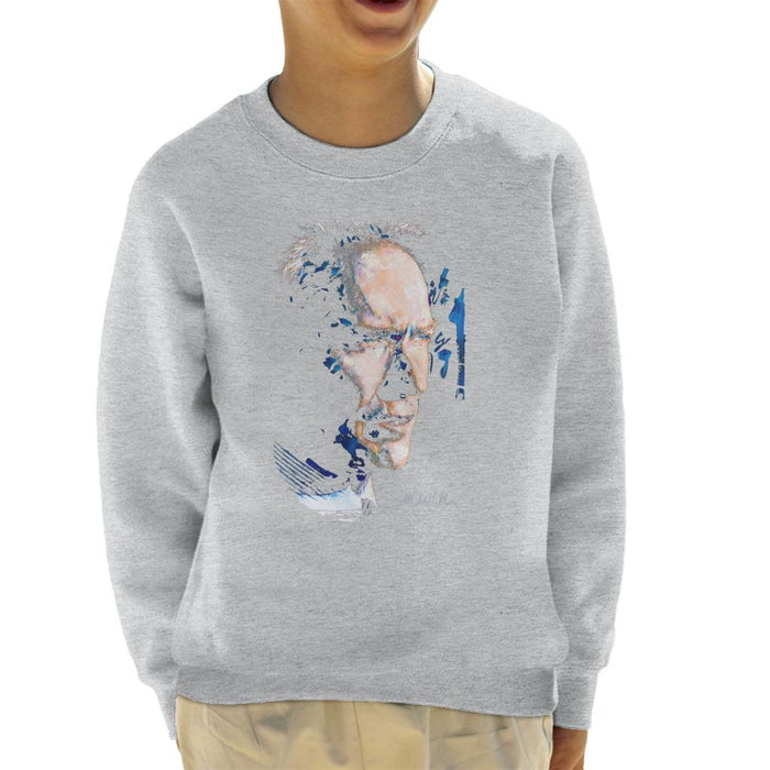 Sidney Maurer Original Portrait Of Clint Eastwood Kids Sweatshirt - Kids Boys Sweatshirt
