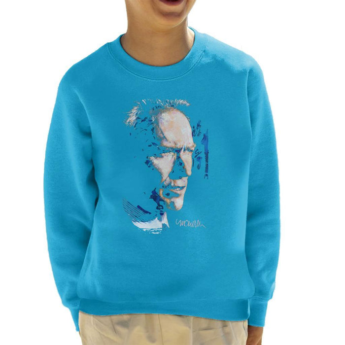 Sidney Maurer Original Portrait Of Clint Eastwood Kids Sweatshirt - Kids Boys Sweatshirt