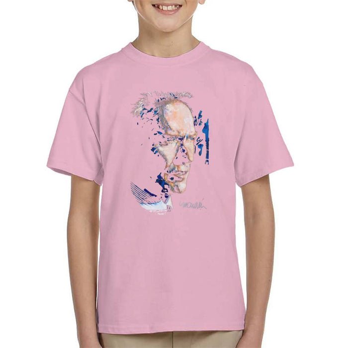 Sidney Maurer Original Portrait Of Clint Eastwood Kids T-Shirt - X-Small (3-4 yrs) / Light Pink - Kids Boys T-Shirt