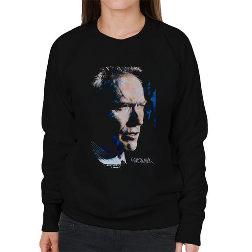 Sidney Maurer Original Portrait Of Clint Eastwood Womens Sweatshirt - Womens Sweatshirt