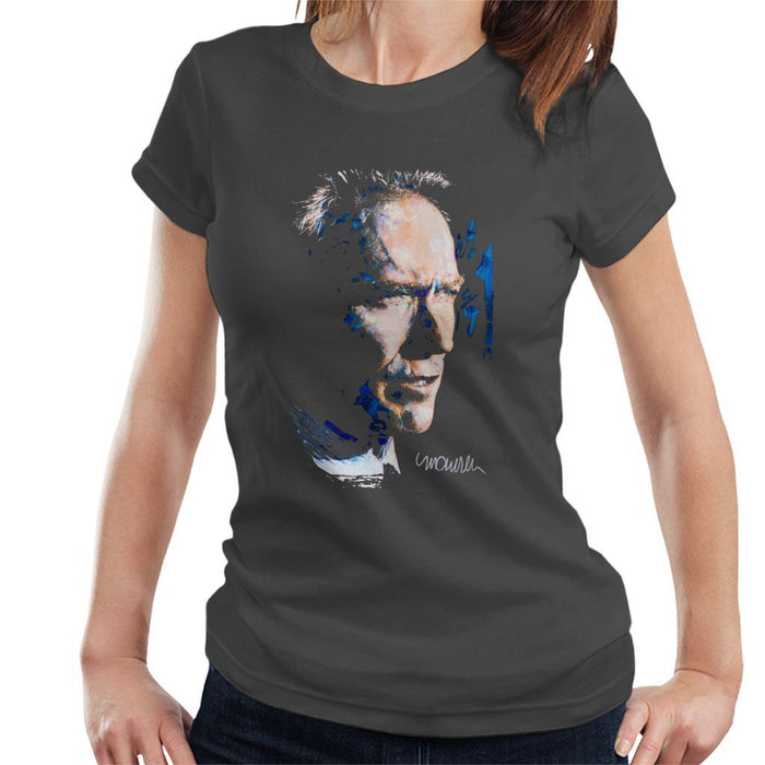 Sidney Maurer Original Portrait Of Clint Eastwood Womens T-Shirt - Womens T-Shirt