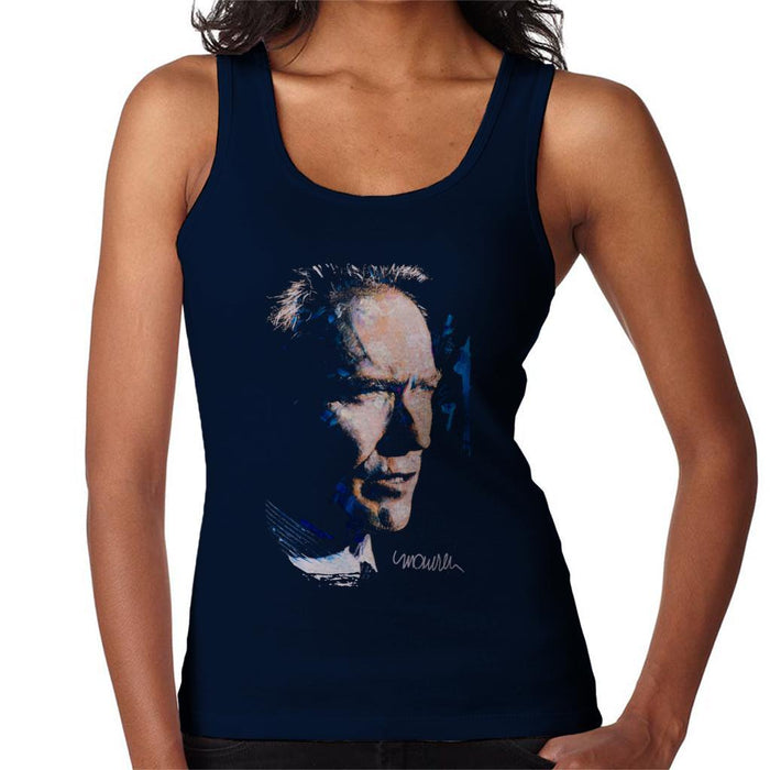 Sidney Maurer Original Portrait Of Clint Eastwood Womens Vest - Small / Navy Blue - Womens Vest