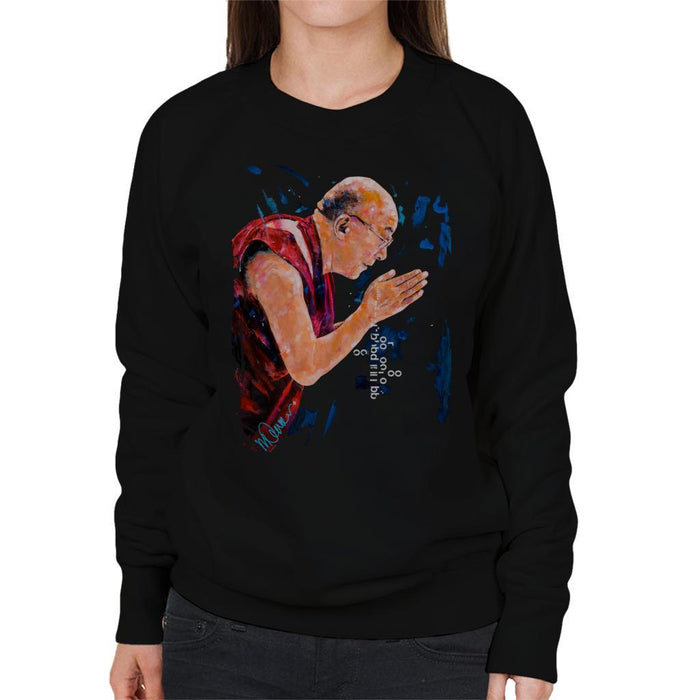 Sidney Maurer Original Portrait Of The Dalai Lama Womens Sweatshirt - Womens Sweatshirt