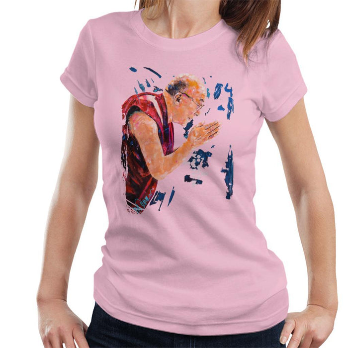 Sidney Maurer Original Portrait Of The Dalai Lama Womens T-Shirt - Light Pink / Small - Womens T-Shirt