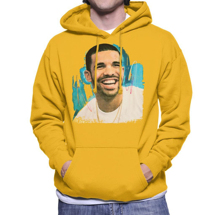 Sidney Maurer Original Portrait Of Drake Smiling Mens Hooded Sweatshirt - Small / Gold - Mens Hooded Sweatshirt