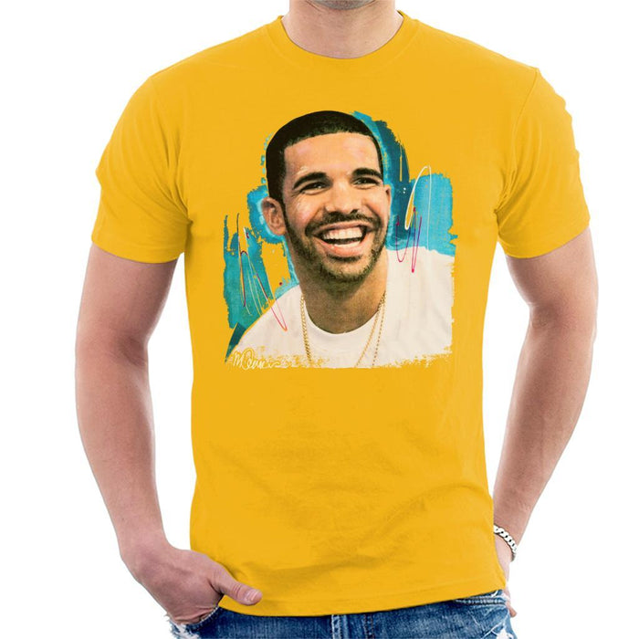 Sidney Maurer Original Portrait Of Drake Smiling Mens T-Shirt - Small / Gold - Mens T-Shirt