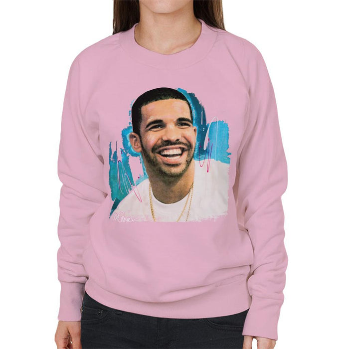 Sidney Maurer Original Portrait Of Drake Smiling Womens Sweatshirt - Small / Light Pink - Womens Sweatshirt