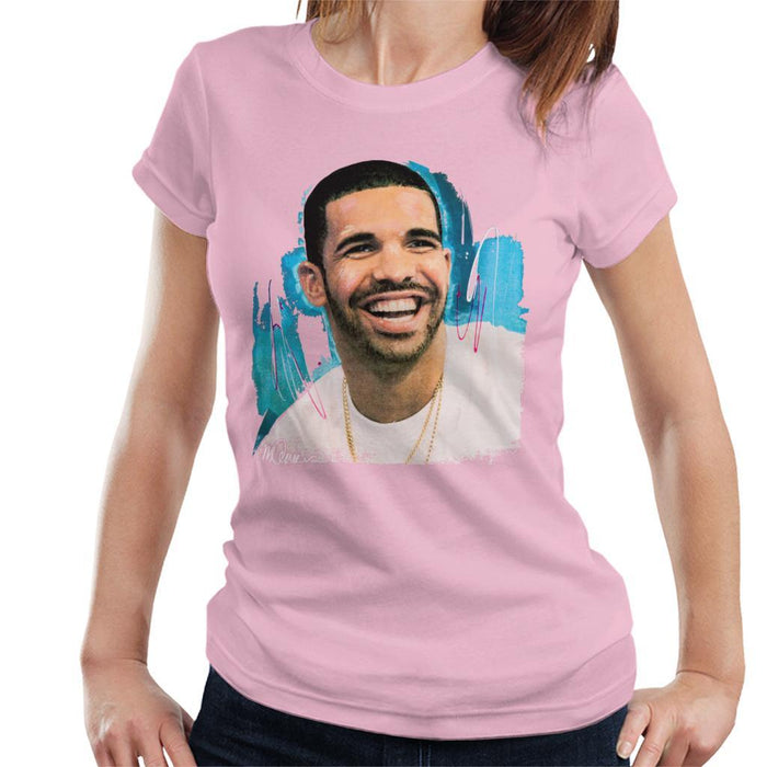 Sidney Maurer Original Portrait Of Drake Smiling Womens T-Shirt - Small / Light Pink - Womens T-Shirt