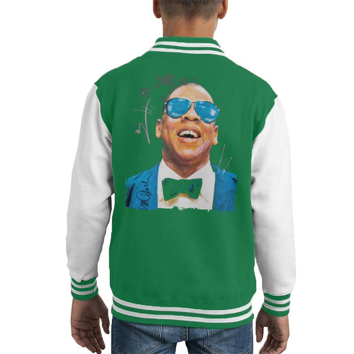 Sidney Maurer Original Portrait Of Jay Z Blue Tux Kids Varsity Jacket - Kids Boys Varsity Jacket