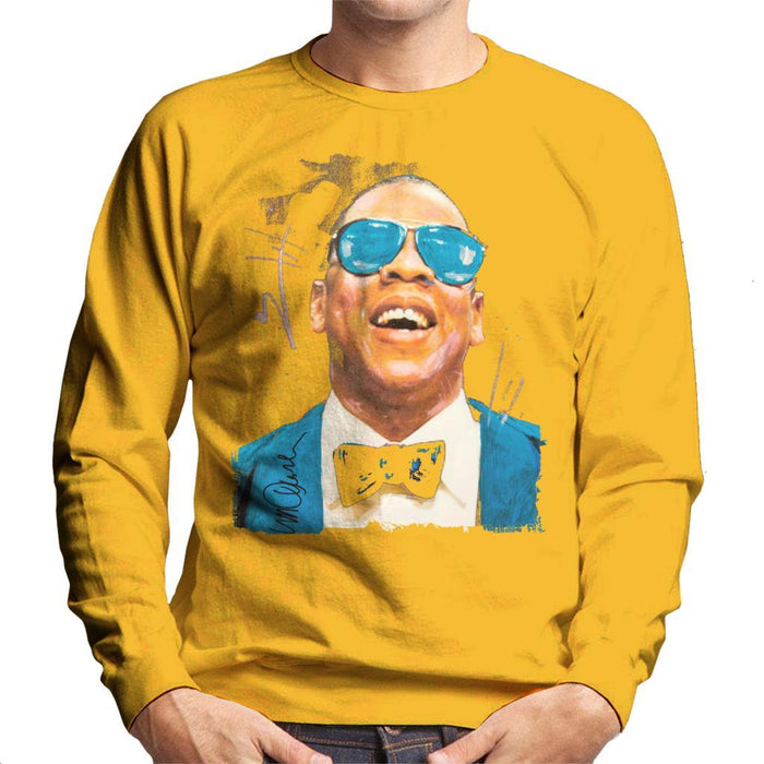 Sidney Maurer Original Portrait Of Jay Z Blue Tux Mens Sweatshirt - Small / Gold - Mens Sweatshirt