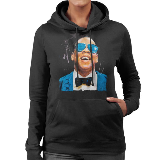 Sidney Maurer Original Portrait Of Jay Z Blue Tux Womens Hooded Sweatshirt - Womens Hooded Sweatshirt