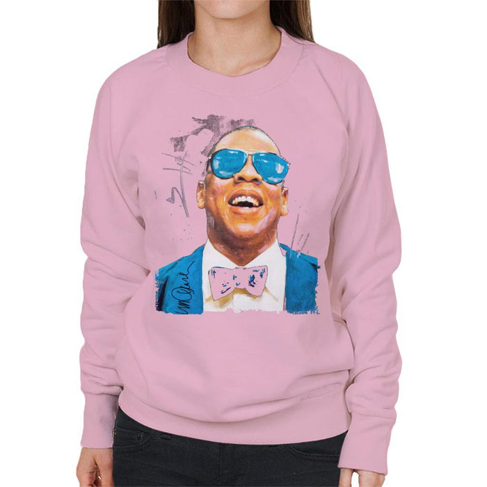 Sidney Maurer Original Portrait Of Jay Z Blue Tux Womens Sweatshirt - Small / Light Pink - Womens Sweatshirt