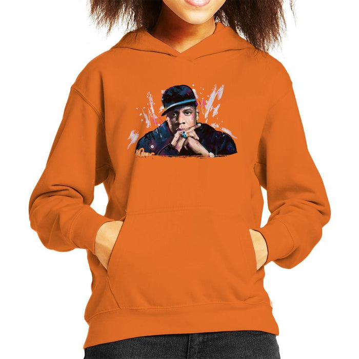 Sidney Maurer Original Portrait Of Jay Z The Black Album Kids Hooded Sweatshirt - Kids Boys Hooded Sweatshirt