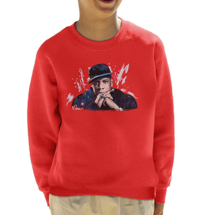 Sidney Maurer Original Portrait Of Jay Z The Black Album Kids Sweatshirt - Kids Boys Sweatshirt
