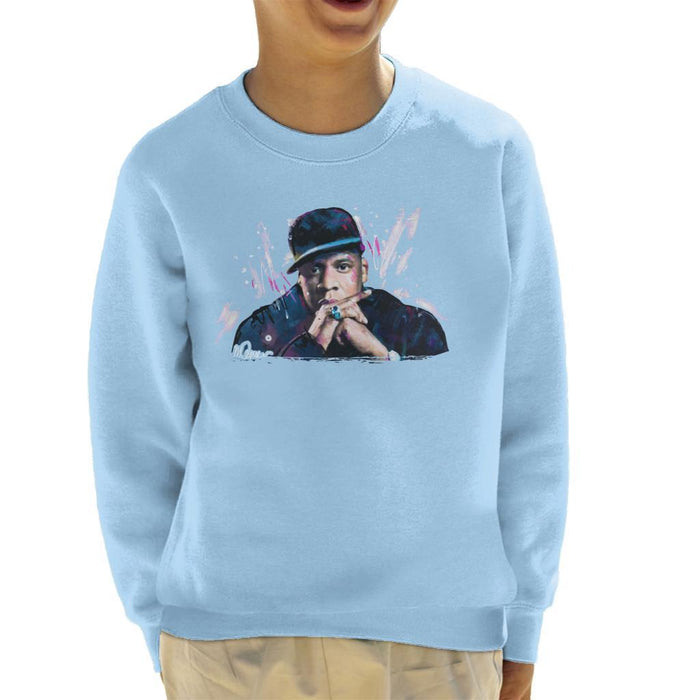 Sidney Maurer Original Portrait Of Jay Z The Black Album Kids Sweatshirt - Kids Boys Sweatshirt