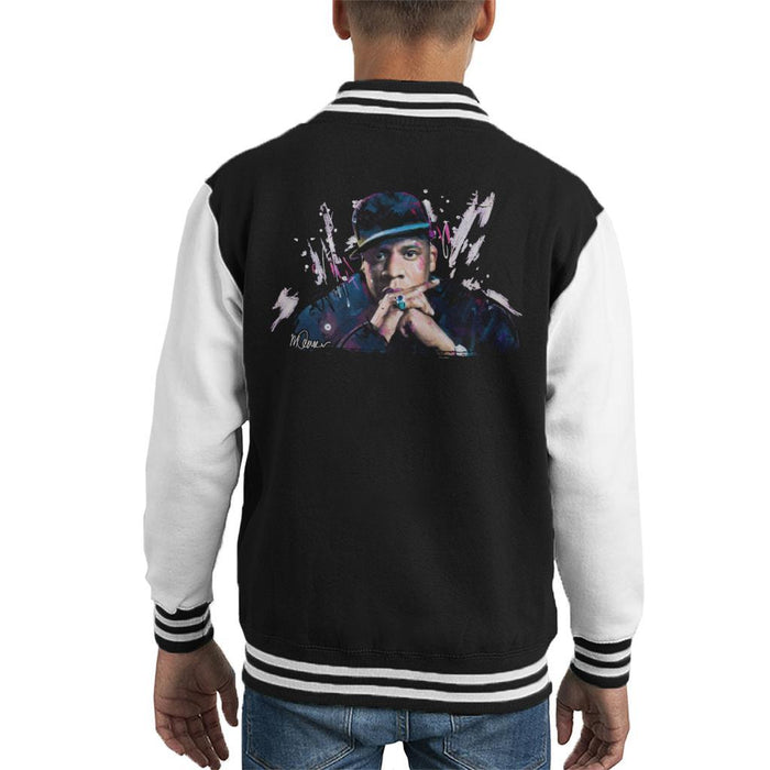 Sidney Maurer Original Portrait Of Jay Z The Black Album Kids Varsity Jacket - Kids Boys Varsity Jacket