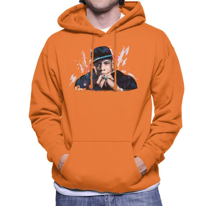 Sidney Maurer Original Portrait Of Jay Z The Black Album Mens Hooded Sweatshirt - Mens Hooded Sweatshirt