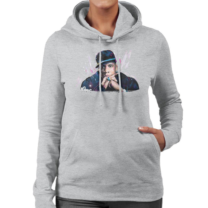 Sidney Maurer Original Portrait Of Jay Z The Black Album Womens Hooded Sweatshirt - Womens Hooded Sweatshirt