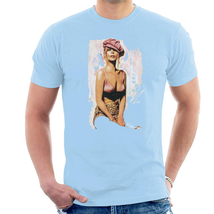 Sidney Maurer Original Portrait Of Kate Moss Pink Hat And Bra Mens T-Shirt - Mens T-Shirt