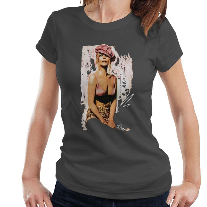 Sidney Maurer Original Portrait Of Kate Moss Pink Hat And Bra Womens T-Shirt - Womens T-Shirt