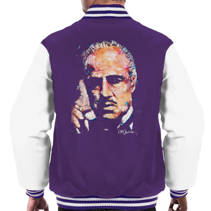 Sidney Maurer Original Portrait Of Marlon Brando Mens Varsity Jacket - Small / Purple/White - Mens Varsity Jacket