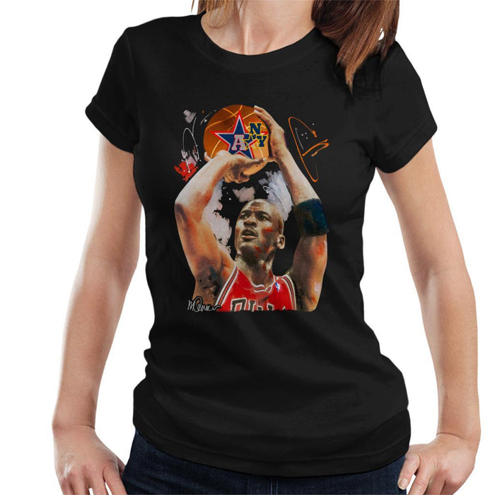 Sidney Maurer Original Portrait Of Michael Jordan Bulls Red Jersey Womens T-Shirt - Womens T-Shirt